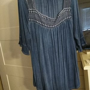Distress blue blouse